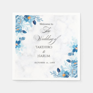 Blue Elegant flower summer wedding Napkin