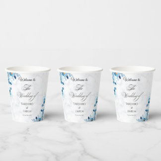 Blue Elegant flower summer wedding Paper Cups