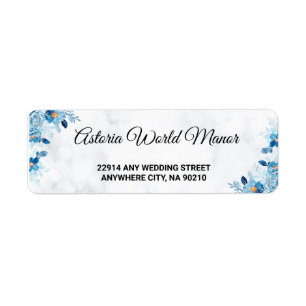 Blue Elegant flower summer wedding return address Label