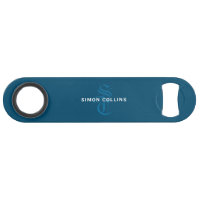 Blue Elegant Gothic Monogram Name Mediaeval Typo