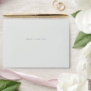 Blue Elegant Hand Lettered Script Wedding Envelope