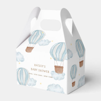 Blue Elegant Hot Air Balloon Cloud Boy Baby Shower Favour Box
