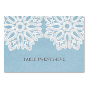Blue Elegant Lace Table Card