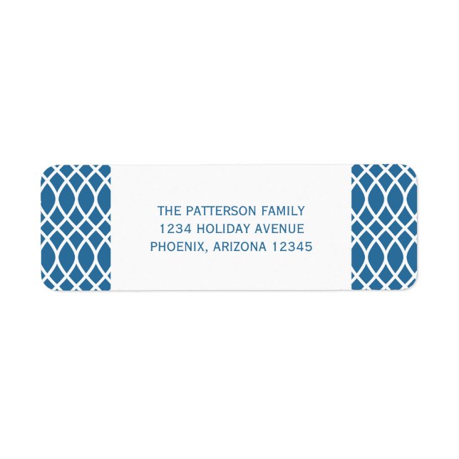 Blue Elegant Lattice Holiday Address Labels (Front)