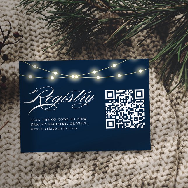 Blue Elegant Minimalist Baby Shower QR Code Gift R Enclosure Card (Creator Uploaded)