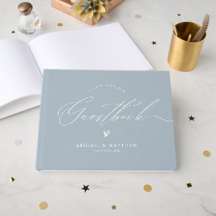 Blue Elegant Minimalist Modern Wedding Guestbook