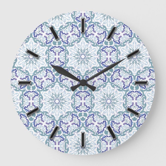 Blue Elegant Pattern wall clock (Front)