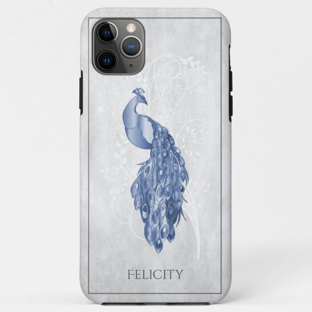 Blue Elegant Peacock Case-Mate iPhone Case (Back)
