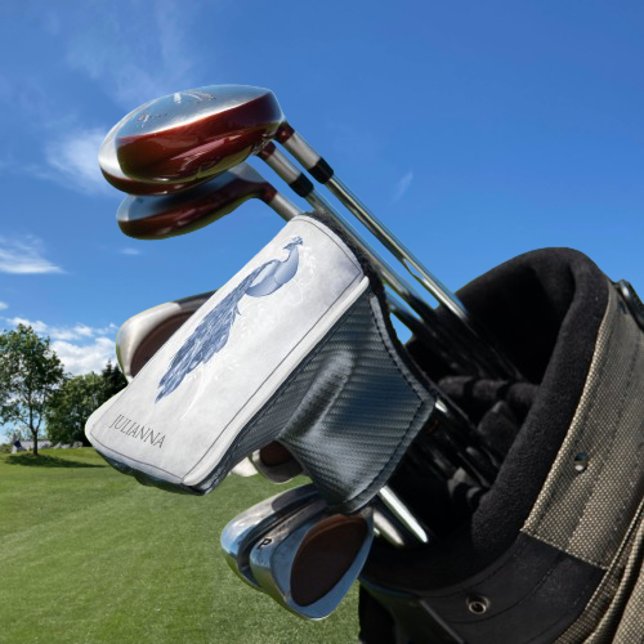 Blue Elegant Peacock Golf Head Cover (Blue Elegant Peacock Personalized Golf Head Cover)