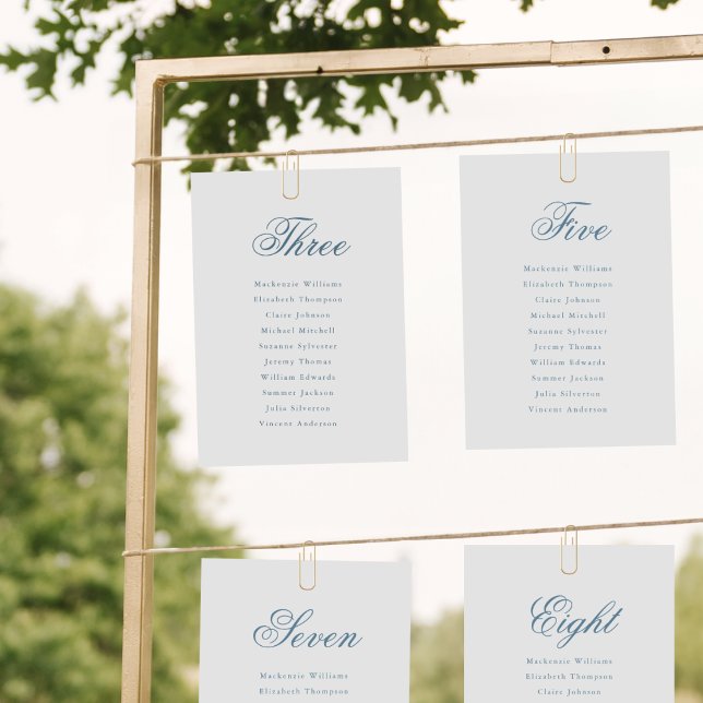 Blue Elegant Seating Chart Card Classic Script  (Creator Uploaded)