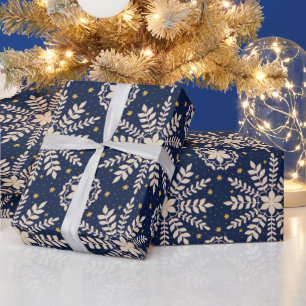 Blue Elegant Snowflake Christmas Wrapping Paper