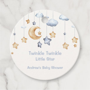 Blue Elegant Twinkle Twinkle Baby Shower Favour Tags