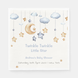 Blue Elegant Twinkle Twinkle Baby Shower Napkin