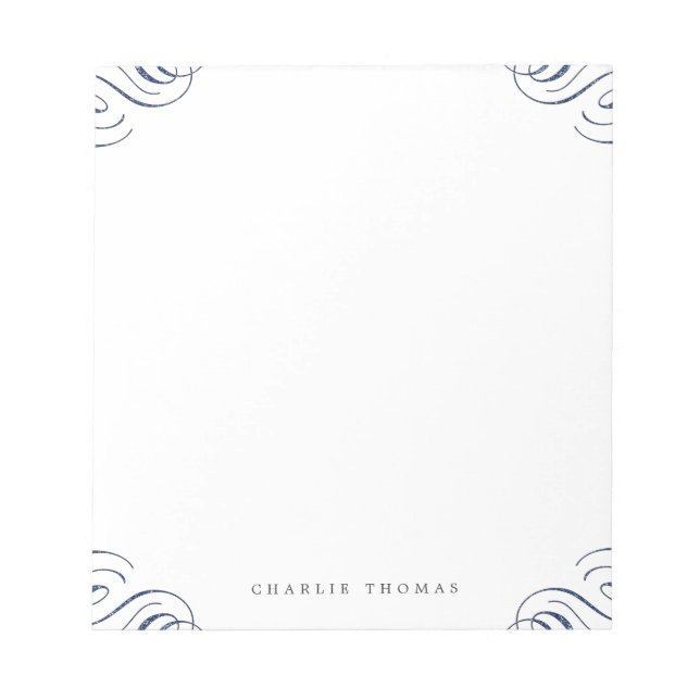 Blue elegant vintage personalised stationery notepad (Front)