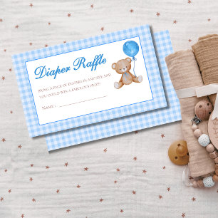 Blue elegant we can bearly wait baby shower Diaper Enclosure Card