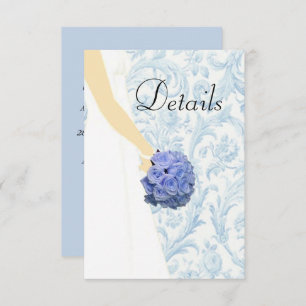 Blue Elegant Wedding Gown Wedding Details Enclosure Card