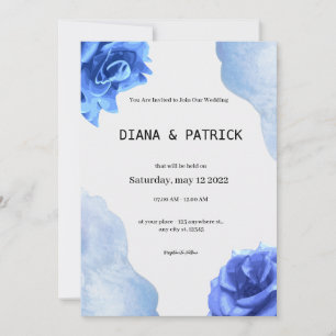 Blue Elegant Wedding Invitation