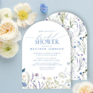 Blue Elegant Wildflower Floral Bridal Shower Invitation