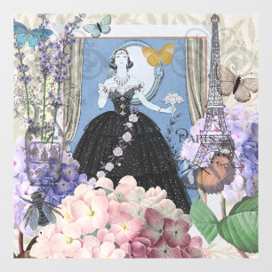 Blue Elegant Woman Floral Fancy Gown 