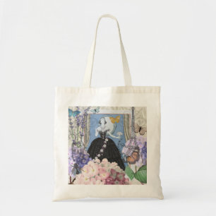 Blue Elegant Woman Floral Fancy Gown  Tote Bag