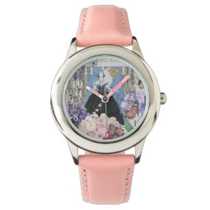 Blue Elegant Woman Floral Fancy Gown Watch