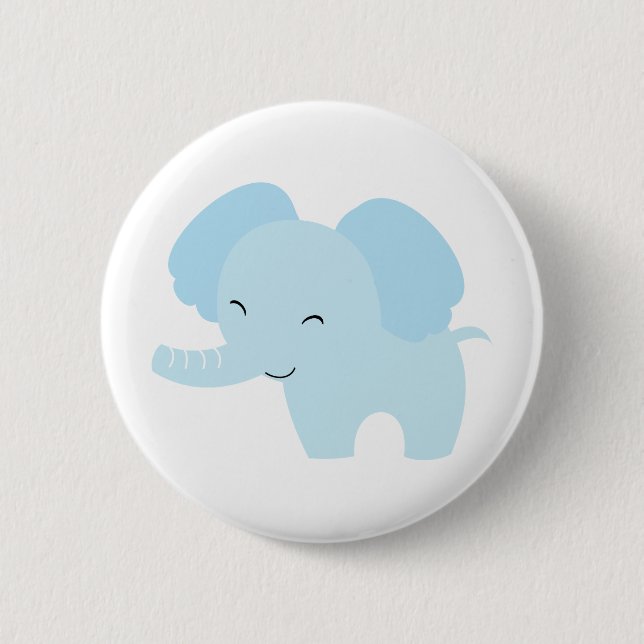 Blue Elephant 6 Cm Round Badge (Front)