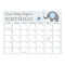 Blue Elephant Baby Birthday Prediction Calendar