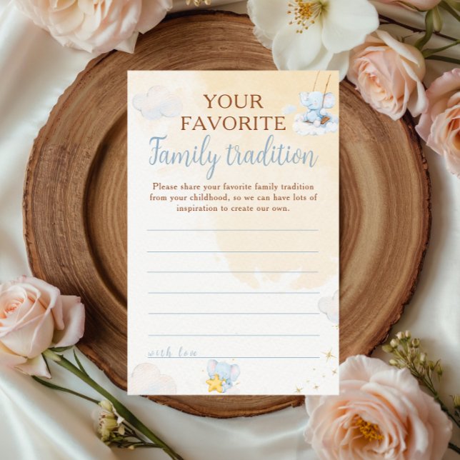 Blue Elephant Baby Shower Advice Family Tradition (Creator Uploaded)