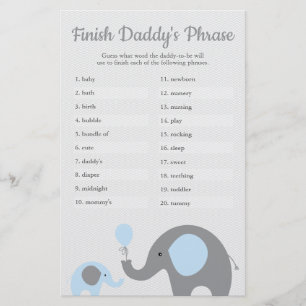 Blue Elephant Baby Shower Finish Daddy's Phrase Flyer