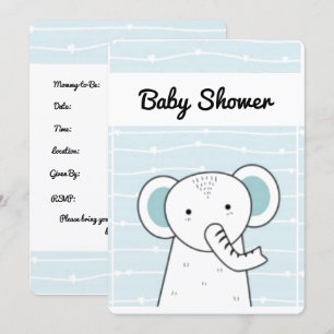 Blue Elephant Baby Shower Invitation