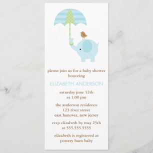 Blue Elephant Baby Shower Invitation
