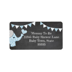 Blue Elephant Baby Shower Label