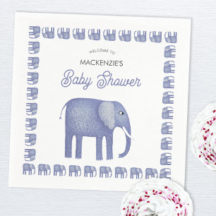 Blue Elephant Baby Shower Napkin