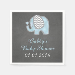 Blue Elephant Baby Shower Napkins