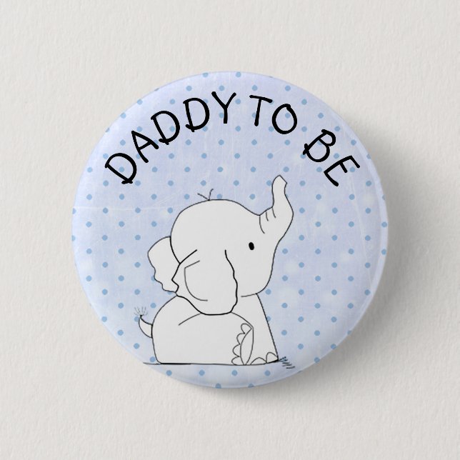 Blue Elephant Baby Shower Pin Dad to be (Front)