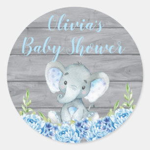 Blue Elephant Baby Shower Sticker