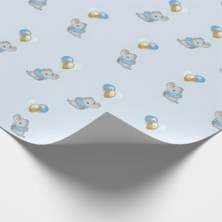 Blue Elephant Baby Shower wrapping paper