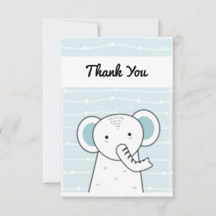 Blue Elephant Baby Thank You Card