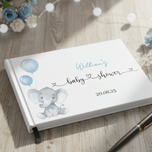 Blue Elephant Balloons Foil Baby Shower Guest Book