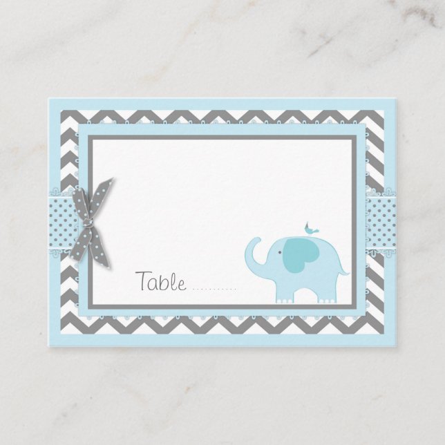 Blue Elephant Bird Place Card (Front)