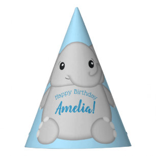 Blue Elephant Birthday Party Hat