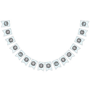 Blue Elephant Bow-tie Twin Boys Baby Shower Bunting