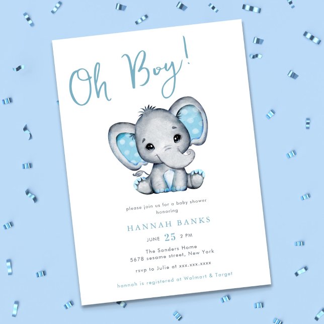 Blue Elephant Boy Baby Shower Invitation (blue elephant baby shower
)