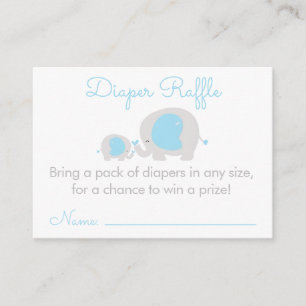 Blue Elephant Boy Diaper Raffle Ticket Enclosure Card