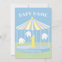 Blue Elephant Carousel 1st Birthday Party