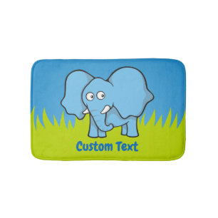 Blue elephant cartoon bath mat