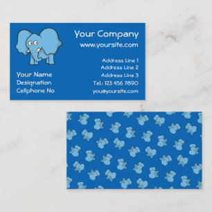 Blue elephant cartoon business card