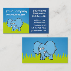 Blue Elephant Cartoon Business Card