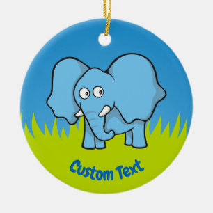 Blue elephant cartoon ceramic ornament
