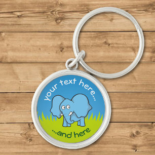 Blue elephant cartoon key ring